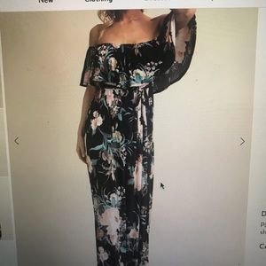 Black floral off the shoulder maxi dress